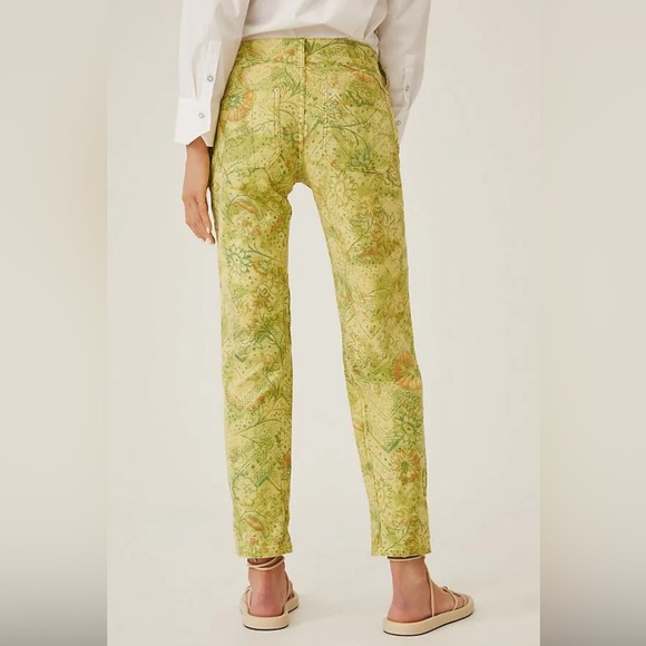 Pilcro Anthropologie Pants The Wanderer Low Rise Green Floral Size 27 - Picture 7 of 11